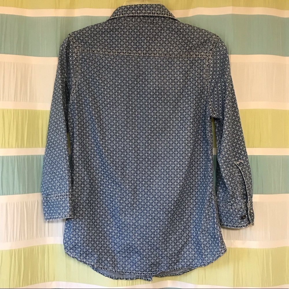 Seven7 Chambray Patterned Button Down Top Xs - image 5